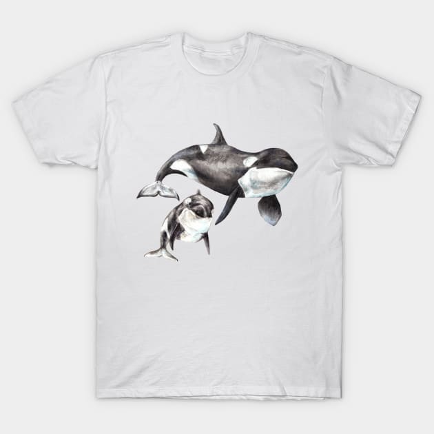 Mama and Baby Orca T-Shirt by wanderinglaur